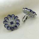 Amoliya Jewels Silver Plated Crystal Stone Rings