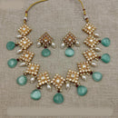 Amoliya Jewels Gold Plated Polki Kundan Stone And Pearls Necklace Set