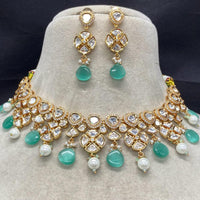 Amoliya Jewels Gold Plated Polki Kundan Stone And Pearls Necklace Set