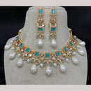 Amoliya Jewels Gold Plated Polki Kundan Stone And Pearls Necklace Set