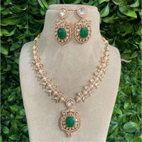 Amoliya Jewels Gold Plated Polki Kundan Stone And Beads Necklace Set