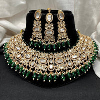 Amoliya Jewels Gold Plated Polki Kundan Stone And Beads Choker Necklace Set