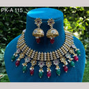 Amoliya Jewels 2 Tone Plated Pota Stone And Pearls Choker Necklace Set