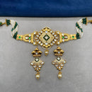 Amoliya Jewels Gold Plated Polki Kundan Stone And Beads Meenakari Choker Necklace Set