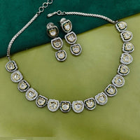 Amoliya Jewels 2 Tone Plated Polki Kundan Stone Necklace Set