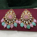 Amoliya Jewels Gold Plated Polki Kundan Stone And Beads Dangler Earrings
