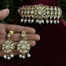 Amoliya Jewels Gold Plated Polki Kundan Stone And Beads Choker Necklace Set