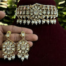 Amoliya Jewels Gold Plated Polki Kundan Stone And Beads Choker Necklace Set