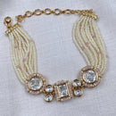 Amoliya Jewels Gold Plated Polki Kundan Stone And Pearls Choker Necklace Set