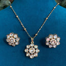 Amoliya Jewels Gold Plated Polki Kundan Stone Chain Pendant Set