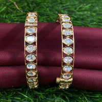 Amoliya Jewels Gold Plated Polki Kundan Stone Openable Bangles Set