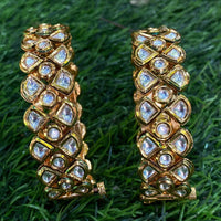Amoliya Jewels Gold Plated Polki Kundan Stone Openable Bangles Set