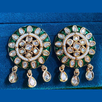 Amoliya Jewels Gold Plated Polki Kundan And Meenakari Dangler Earrings