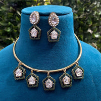 Amoliya Jewels Gold Plated Crystal Stone And Pearls Necklace Set