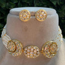 Amoliya Jewels Gold Plated Polki Kundan Stone And Pearls Choker Necklace Set