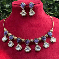 Amoliya Jewels Gold Plated Kundan Stone Necklace Set