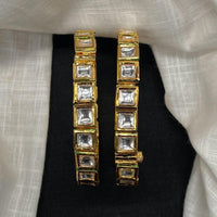 Amoliya Jewels Gold Plated Kundan Stone Openable Bangles Set