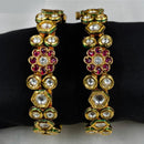 Amoliya Jewels Gold Plated Kundan Stone Openable Bangles Set