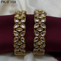 Amoliya Jewels Gold Plated Kundan Stone Openable Bangles Set