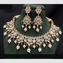 Amoliya Jewels Gold Plated Polki Kundan Stone And Beads Necklace Set