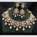 Amoliya Jewels Gold Plated Polki Kundan Stone And Beads Necklace Set