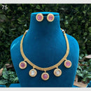 Amoliya Jewels Gold Plated Crystal Stone Necklace Set