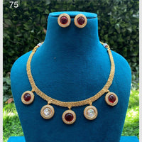 Amoliya Jewels Gold Plated Crystal Stone Necklace Set