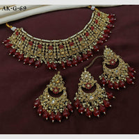 Amoliya Jewels Gold Plated Crystal Stone And Pearls Necklace Set