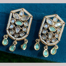 Amoliya Jewels Gold Plated Polki Kundan Stone Dangler Earrings