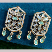 Amoliya Jewels Gold Plated Polki Kundan Stone Dangler Earrings