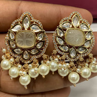 Amoliya Jewels Polki Kundan Stone And Beads Dangler Earrings