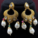 Amoliya Jewels Gold Plated Crystal Stone And Pearls Dangler Earrings