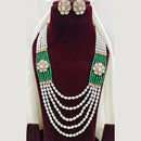 Amoliya Jewels Gold Plated Polki Kundan Stone And Pearls Long Necklace Set
