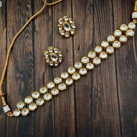 Amoliya Jewels Gold Plated Polki Kundan Choker Necklace Set