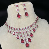 Amoliya Jewels Gold Plated American Dimond Necklace Set