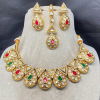 Amoliya Jewels Gold Plated Kundan Stone Necklace Set