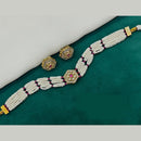 Amoliya Jewels Gold Plated Polki Kundan Stone And Pearl Choker Necklace Set
