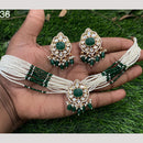 Amoliya Jewels Gold Plated Polki Kundan Stone And Pearl Choker Necklace Set