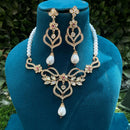 Amoliya Jewels Gold Plated Polki Kundan Stone And Beads Necklace Set