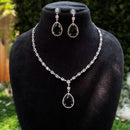 Amoliya Jewels Silver Plated American Diamond Necklace Set