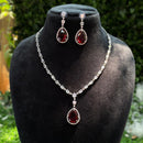 Amoliya Jewels Silver Plated American Diamond Necklace Set