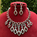 Amoliya Jewels Silver Plated American Diamond Necklace Set