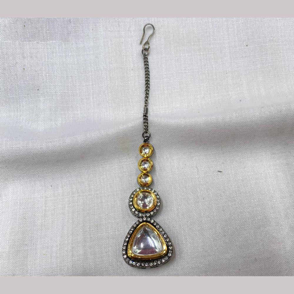 Amoliya Jewels 2 Tone Gold Plated Kundan Stone Maangtikka