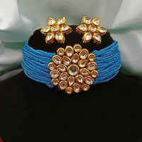 Amoliya Jewels Gold Plated Kundan Stone And Beads Choker Necklace Set