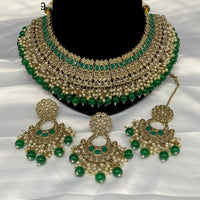 Amoliya Jewels Gold Plated Crystal Stone And Beads Necklace Set