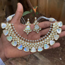 Amoliya Jewels Gold Plated Polki Kundan Necklace Set