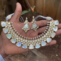 Amoliya Jewels Gold Plated Polki Kundan Necklace Set