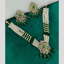 Amoliya Jewels 2 Tone Plated Poki Kundan And Beads Necklace Set