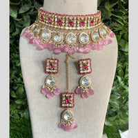 Amoliya Jewels Gold Plated Polki Kundan And Beads Choker Necklace Set