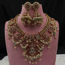 Amoliya Jewels Gold Plated Elegant Pota Stone And Beads Necklace Set